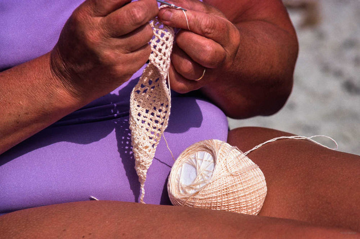 Lady Knitting, Close Up Detail