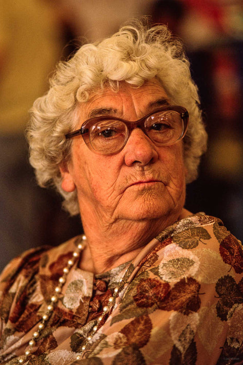 Woman in Bar with Pearls and Glasses, London