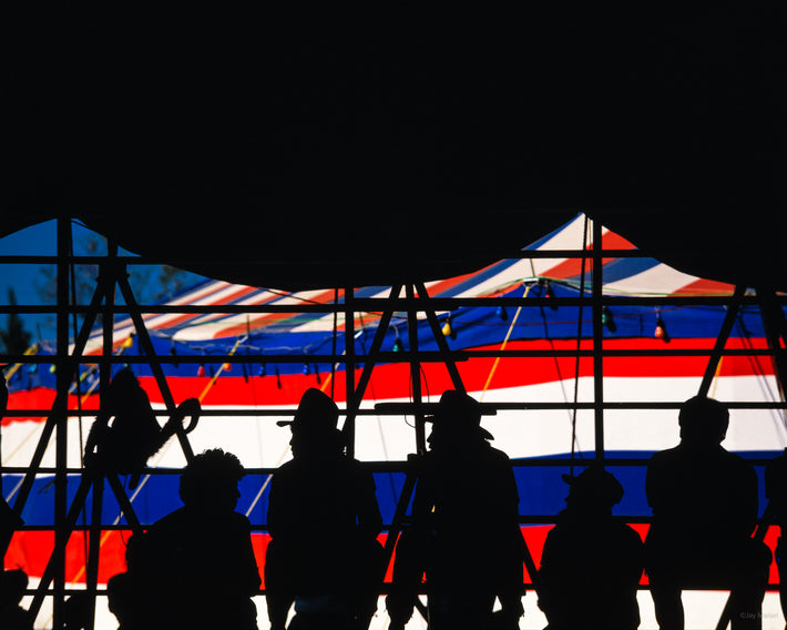 Red, White, and Blue, Seated Silhouettes, Oaxaca