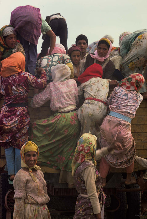 Group of Women Climbing onto Truck, Marrakech