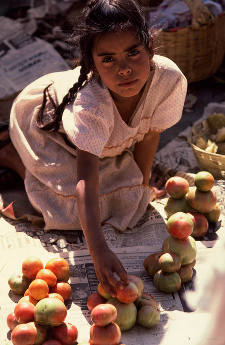 Girl on Knees with Miscellaneous Fruit, Oaxaca