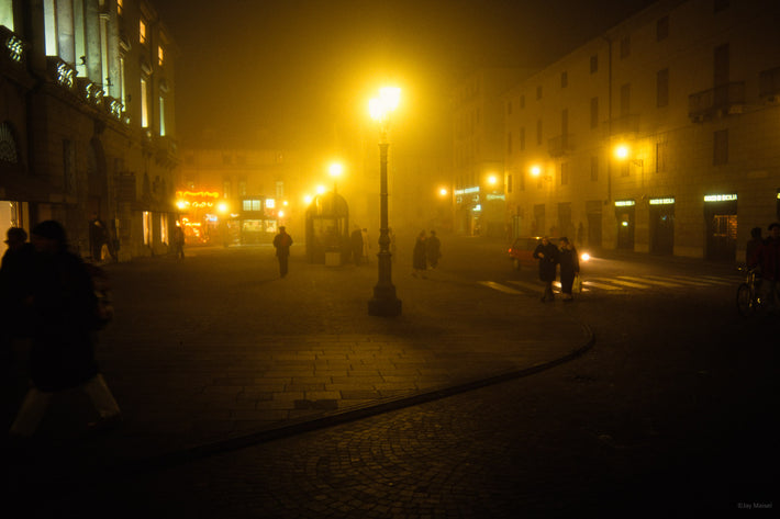 Night, Lights, Street, Yellow, Vicenza