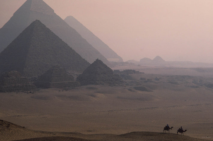 Pyramids, Soft Light with Two Camels, Egypt