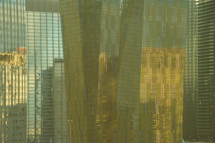 Yellow, Green, Reflections off Building, Las Vegas