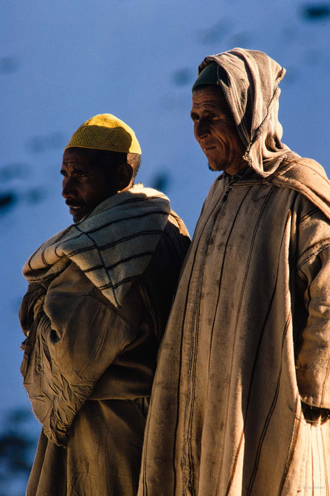 Close Up Two Men with Snow in Background, Marrakech