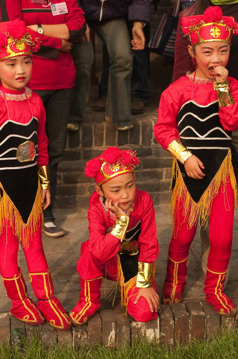Three Children in Red Costumes, Pingyao