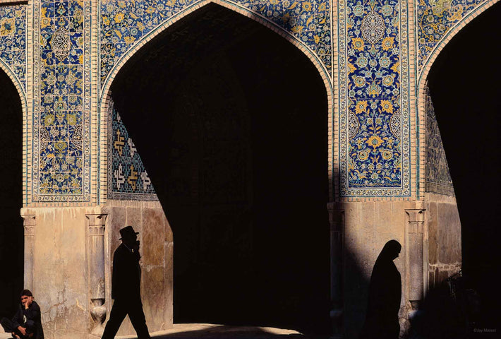 Three Figures Against Tiled Walls, Iran
