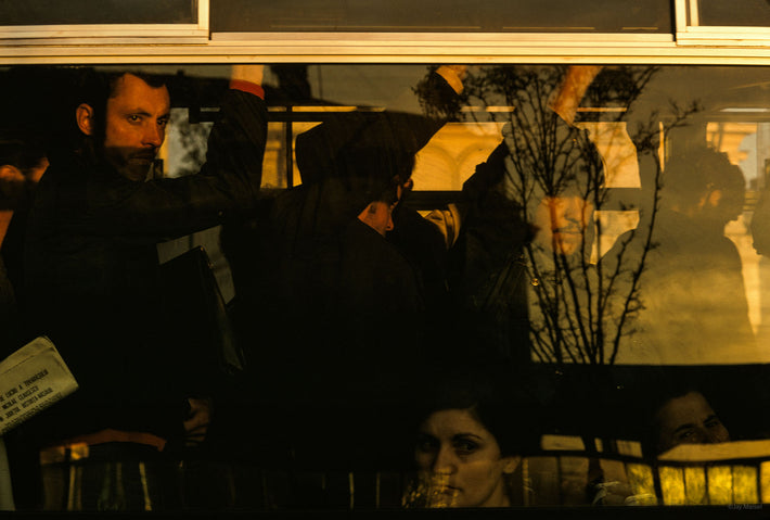 People in Black in Bus, Romania