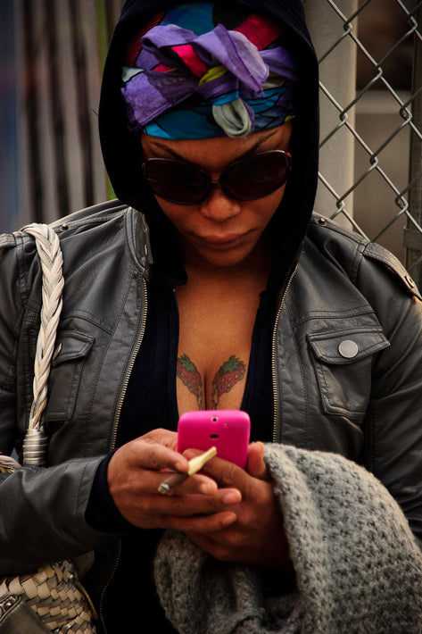 Woman, Cleavage, Phone, NYC