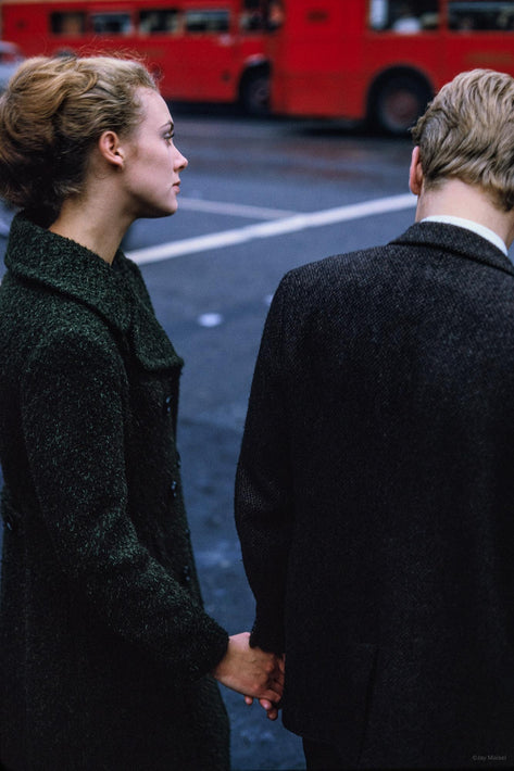 Couple Holding Hands, Red Bus in Background, London