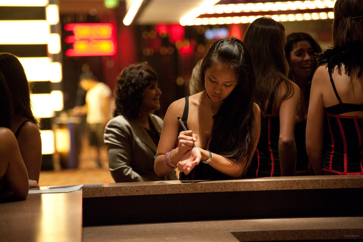 Girl Writing on Wrist, Las Vegas