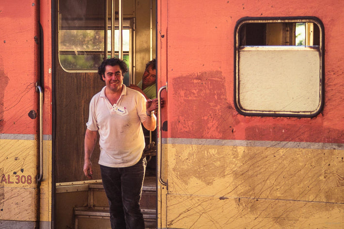 Smiling Man and Train, Chile