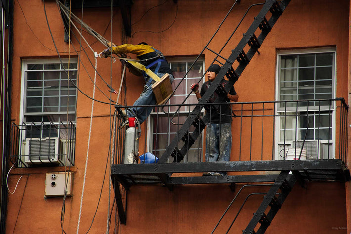 Two Men on Fire Escape, NYC