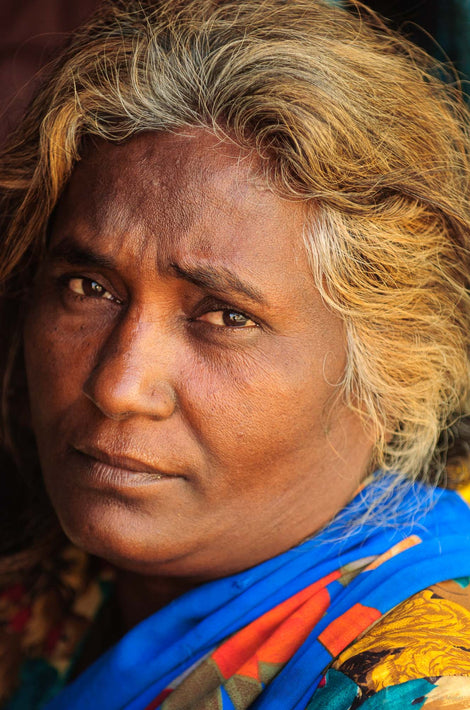 Grey Haired Woman, Blue Dress, Mumbai