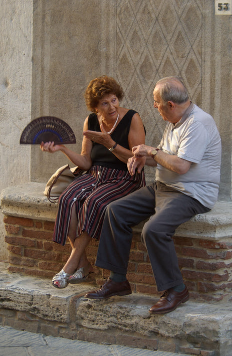 Couple Sitting Woman with Fan, Tuscany