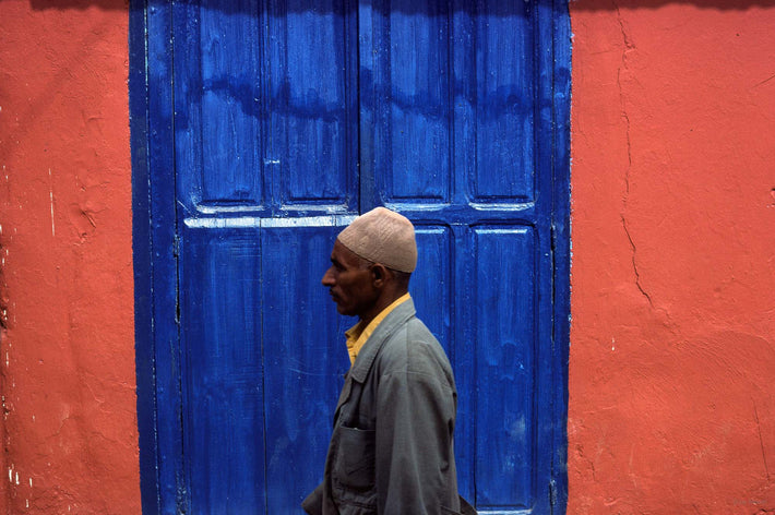 Man Against Blue Doors, Marrakech