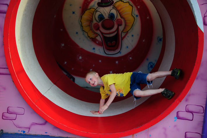 Kid in Rotating Barrel, Maine