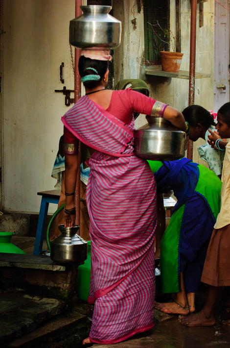 Woman with Pitchers on Head and Hip, Mumbai