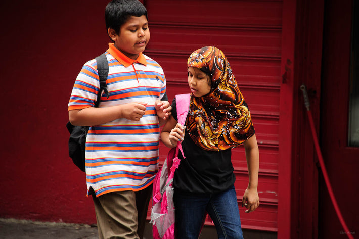Two Kids, Red Wall, NYC