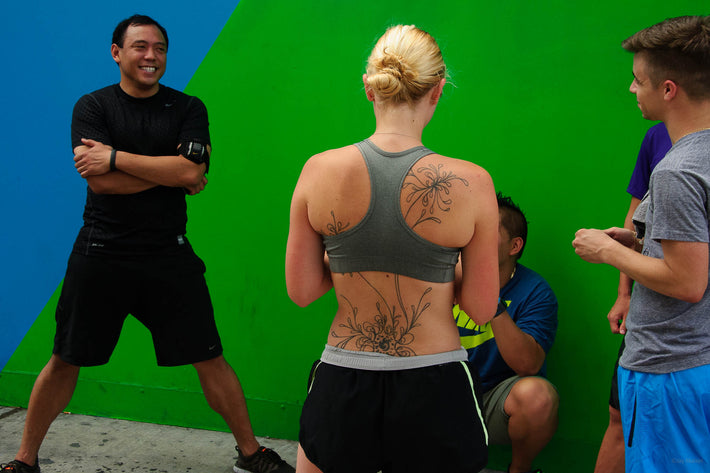 Tattooed Girl with Men, NYC