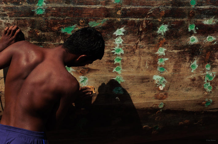 Back of Man Working on Boat, Mumbai