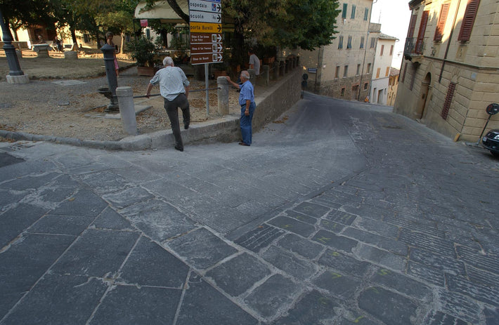 Two men on Town Road, Tuscany