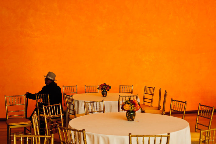 Man and Orange Wall, NYC