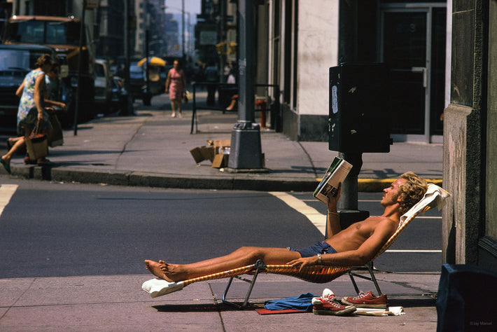 Man Relaxing on Street Corner, NYC