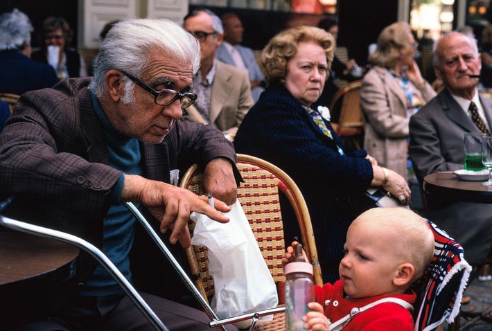 Old Man with Baby at Cafe, Paris