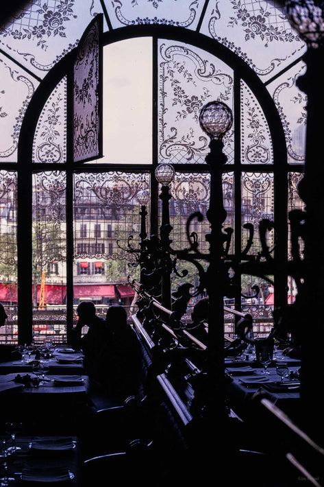 Window in Le Train Bleu at Gare de Lyon, Paris