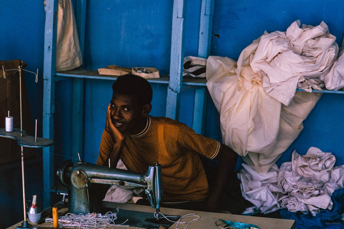 Man Against Blue with Sewing Machine, Khartoum