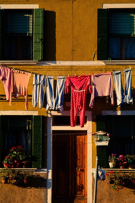 Hanging Laundry, Red Polka Dots, Burano