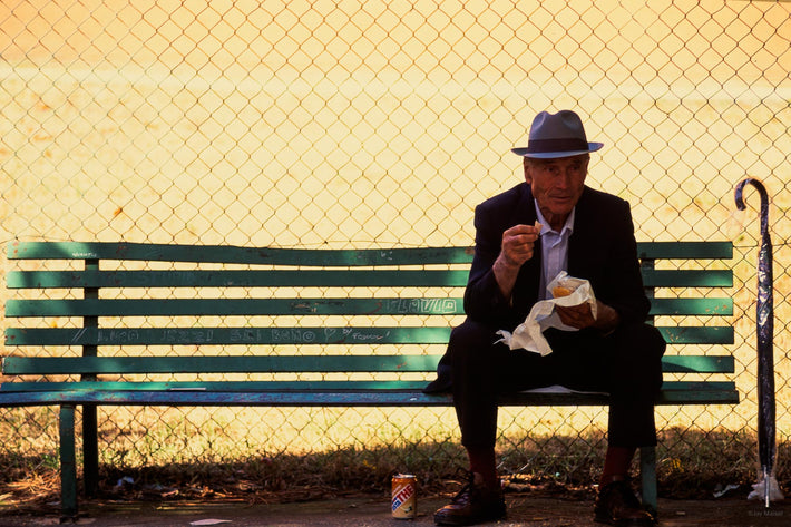 Man on Bench, Eating, Vicenza
