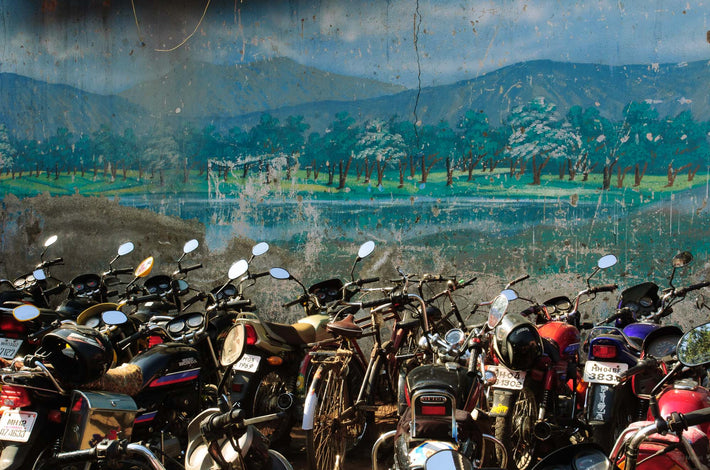 Motorcycles Against Wall, Mumbai