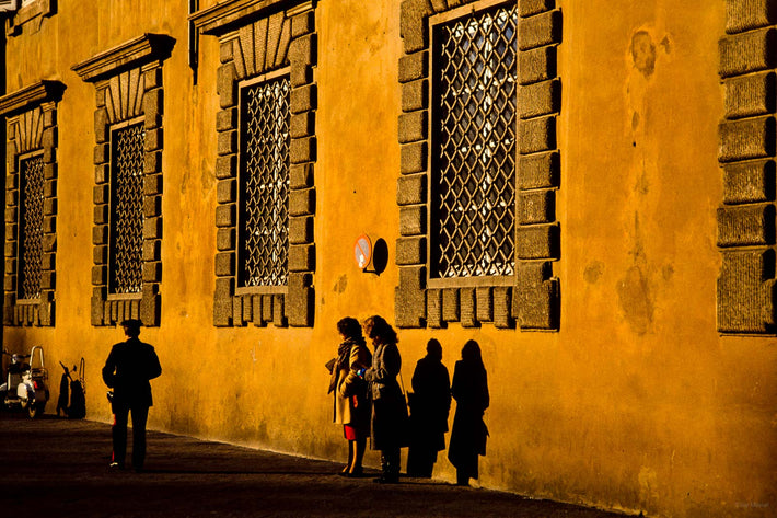 Two Women, Shadows, Policeman, Lucca, Italy