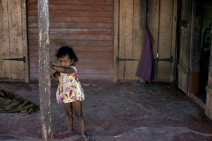 Child Leaning Against Pole, Mauritius