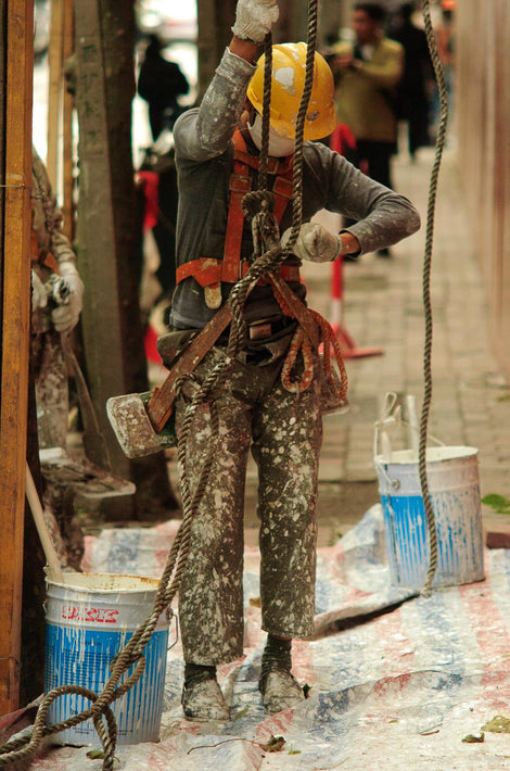 Paint-Spattered Man in Harness, Shanghai