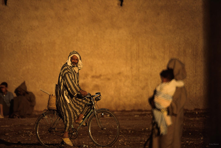 Man on Bike, Woman Carrying Child, Marrakech