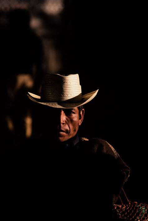 Man with Hat, Dark Background, Oaxaca