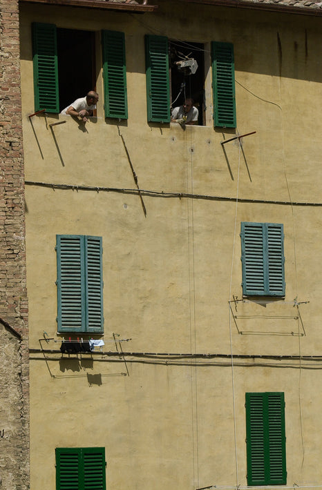 Two Men Talking Through Windows, Unknown Locale, Italy