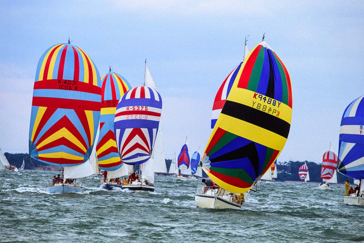 Boats with Spinnaker, Bright Colors, Cowes, England