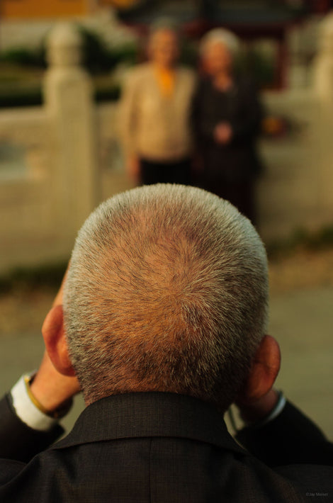 Elder Man Photographing Two Women, Shanghai