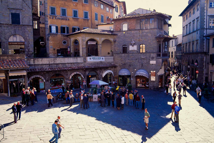 City Square with People, Cortona