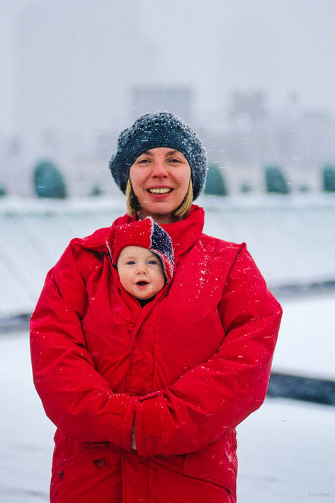 On Roof in Snow in L.A.'s Coat