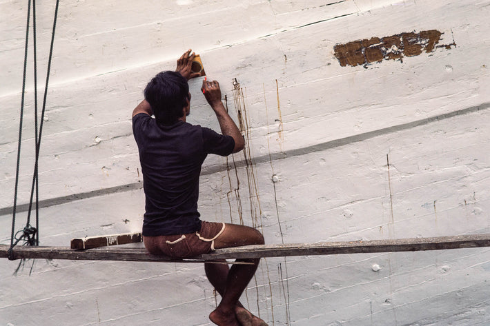 Man Working on White Boat, Jakarta