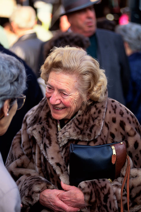 Blonde Woman with Bag, Smiling, Vicenza