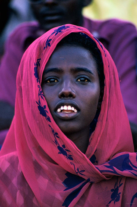 Young Woman Closeup, Magenta, Purple Background, Somalia