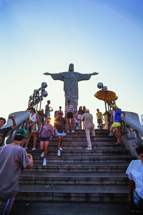 Tourist on Stairs to Christ the Redeemer Statue, Rio de Janeiro