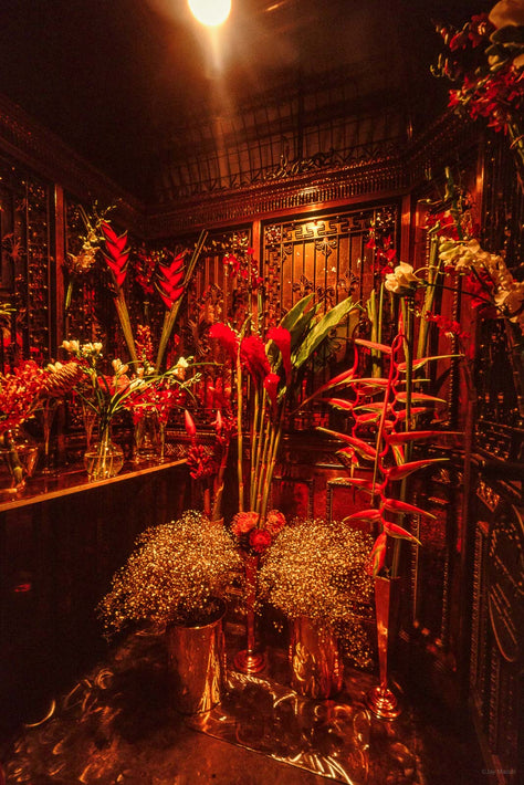 Interior of Elevator with Flowers