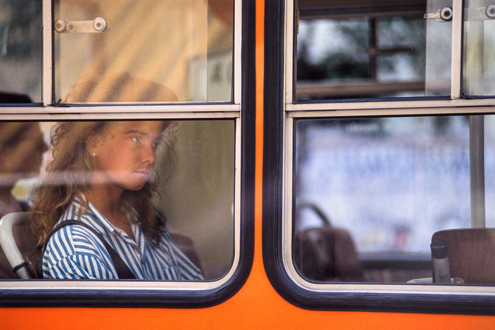 Woman in Stripes on Bus, Spain